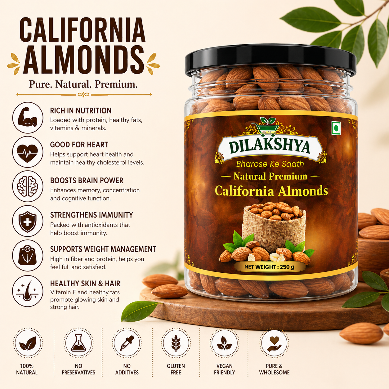 DILAKSHYA California Almonds 250g